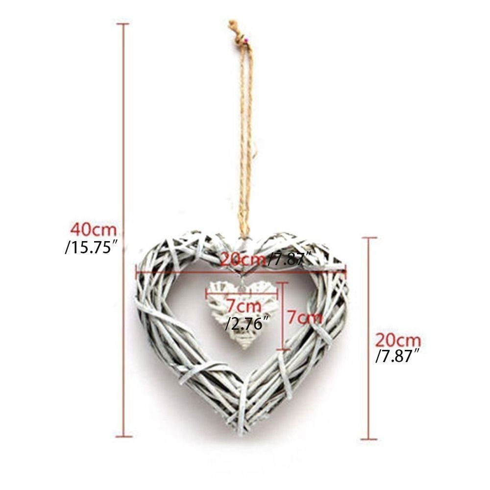 Heart Shaped Rattan Wreath DIY Wedding Party Wall Hanging Decor Garland
