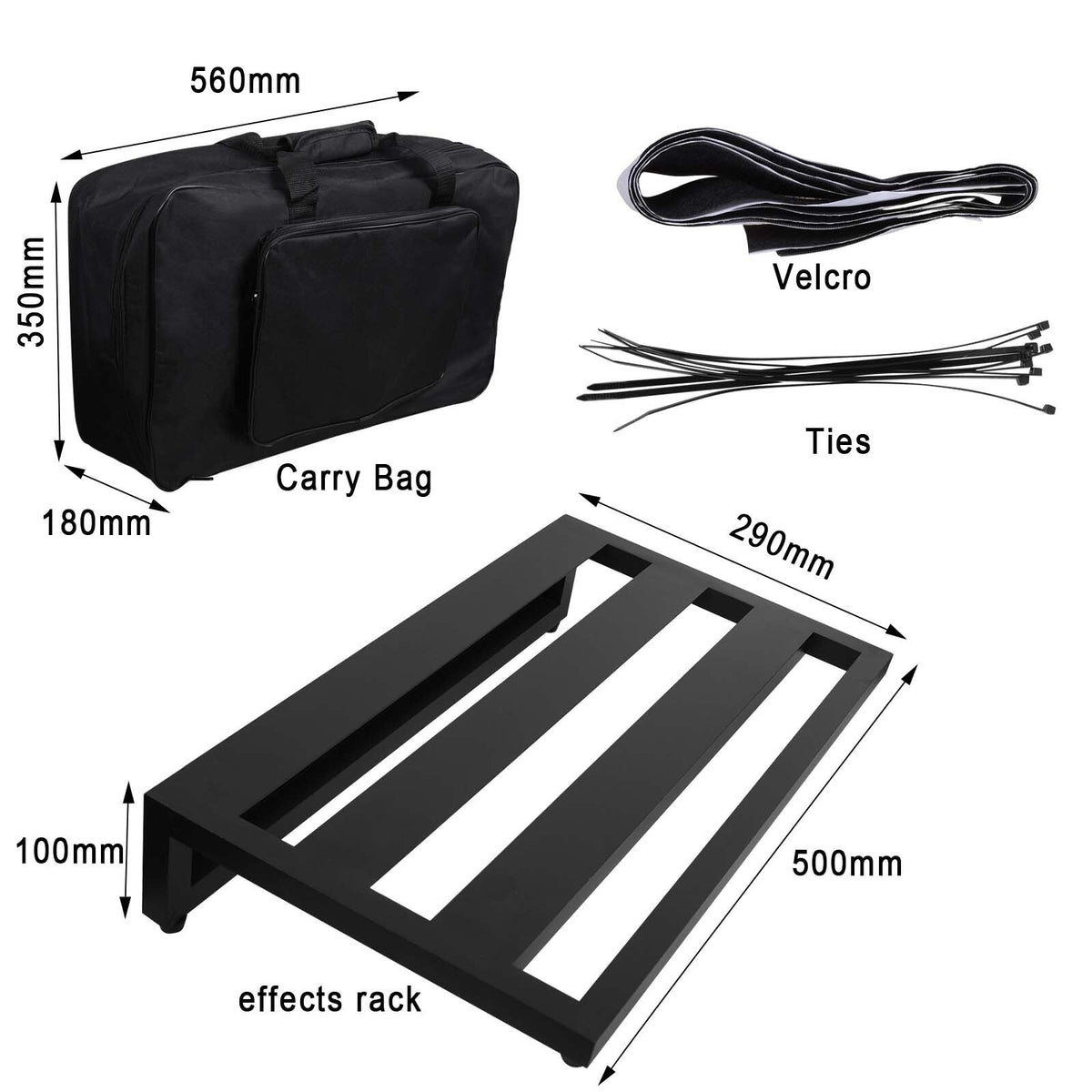 Large Size Guitar Effect Pedal Board Alloy Pedalboard 50 x 29 x 10cm with Bag