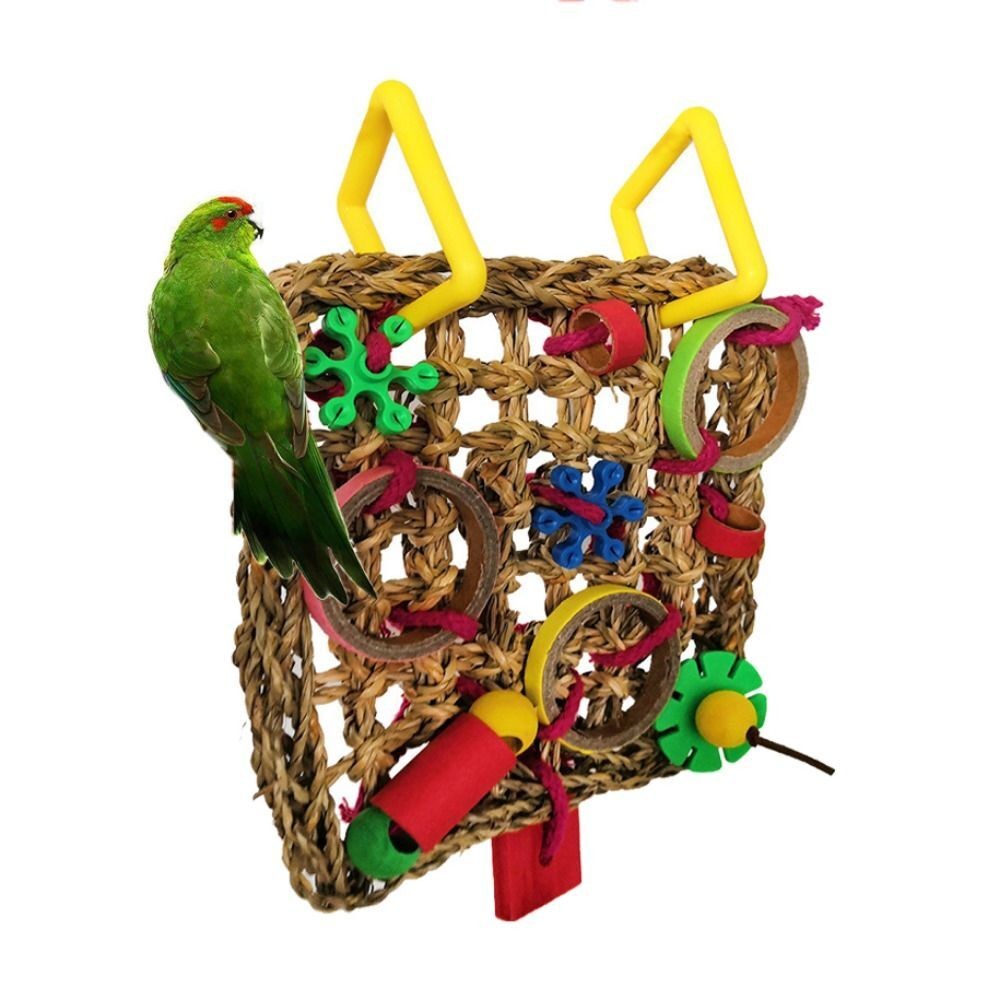 Bird Climbing Net Parrot Toy Woven Seagrass Biting Hanging Hemp Rope Swing Play