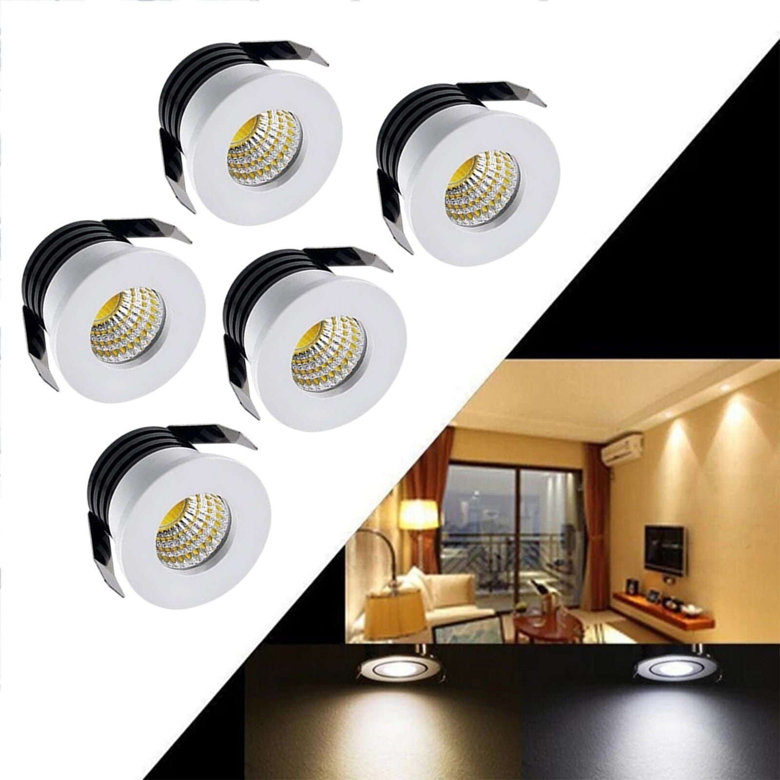3W 5pcs LED Recessed Small Ceiling Lights Cabinet Mini Spot Downlight Minispot