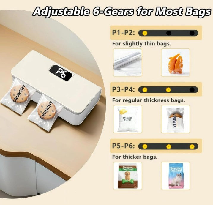 USB-C Rechargeable Mini Bag Sealer,One-Touch,Adjustable & Portable Freshness