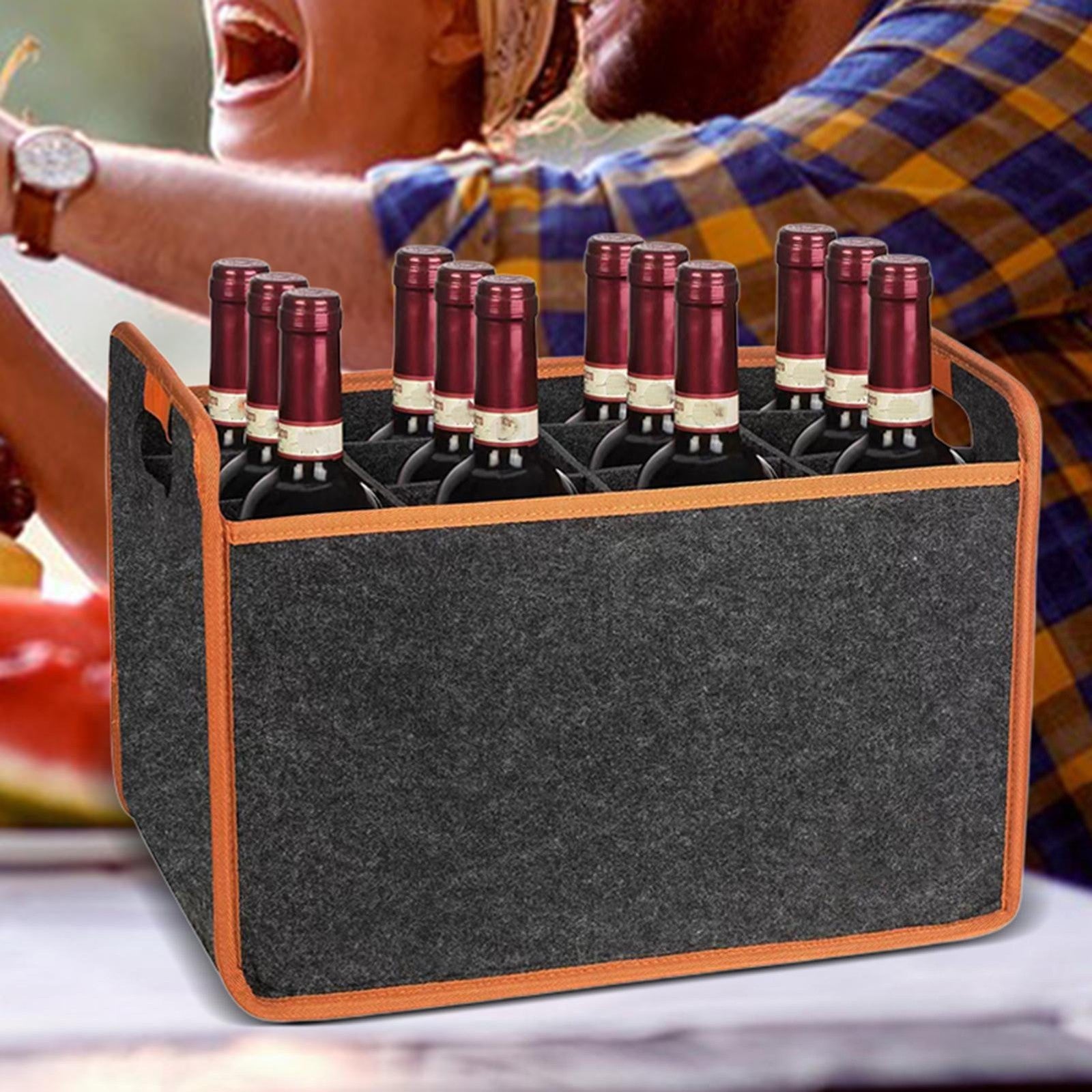 Wine Travel Bag 6/12-Bottle Felt Wine Carrier Storage Box with Divider