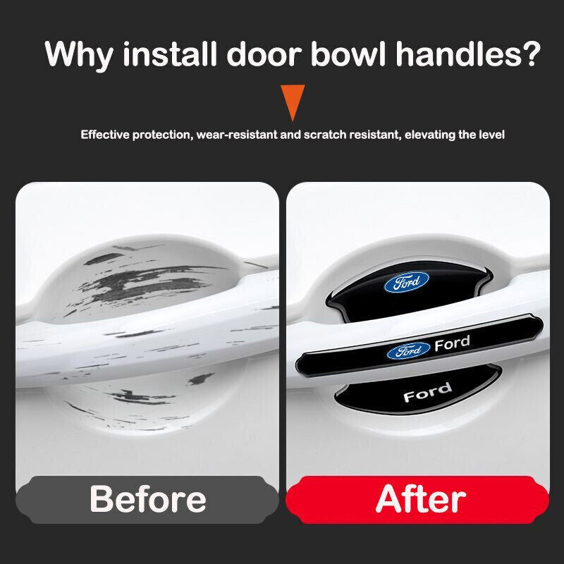 For Ford 8pcs Black Car Door Handle Bowl Scratch Sticker Protector Film
