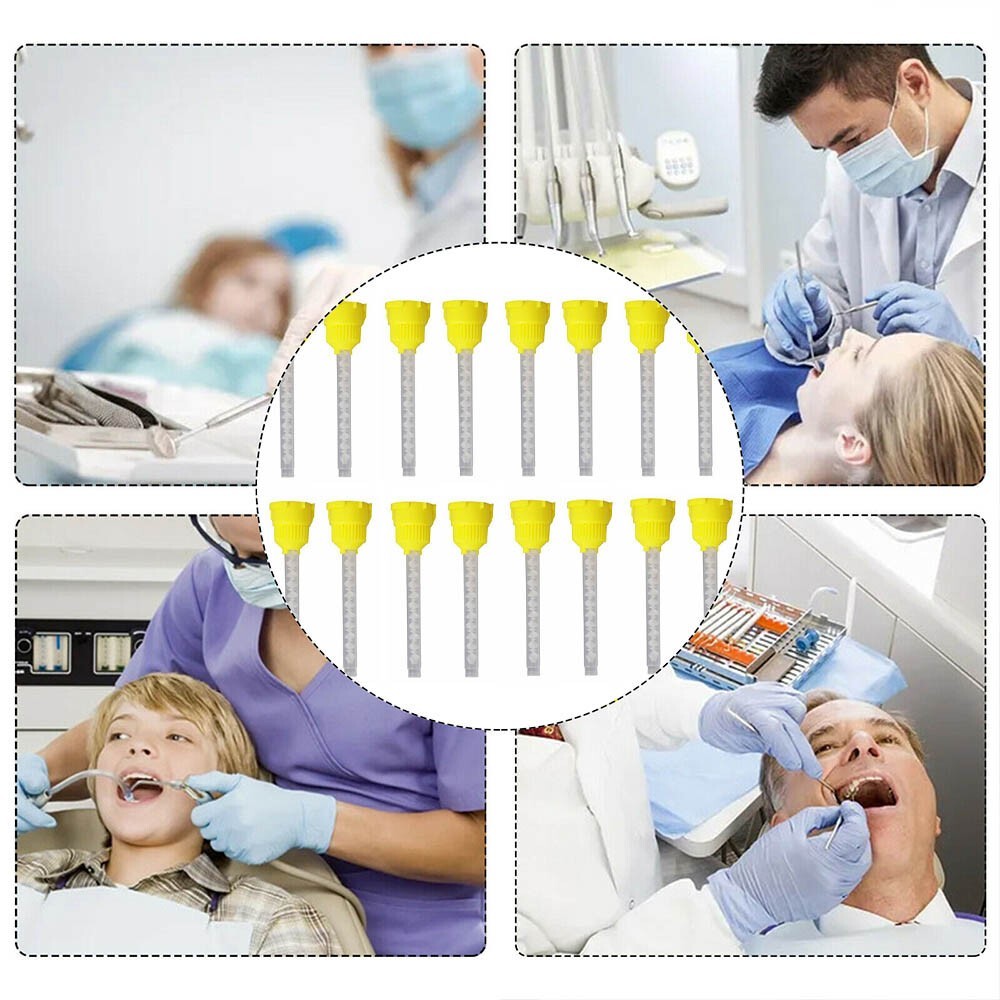 100Pcs/Set Element Intraoral Mixing Tips YELLOW Impression Disposable Dental UK