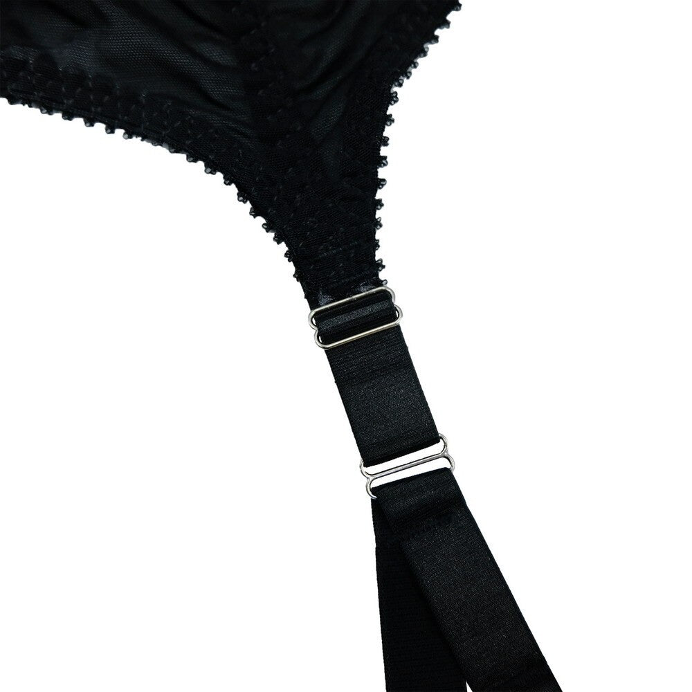 Luxallacki Stretchy Mesh 6 Straps Suspender Belt 12 Claws Plus Girdle Garter