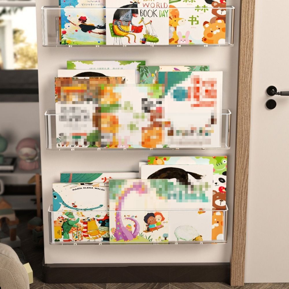 1/2/3X Plastic Picture Book Display Stand Transparent Bookshelf  Children's Wall