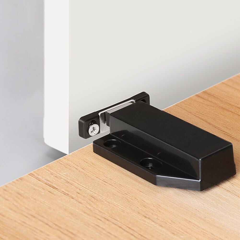 4x Door Push To Open Magnetic Cabinet Catch Heavy Duty Latch ABS Black