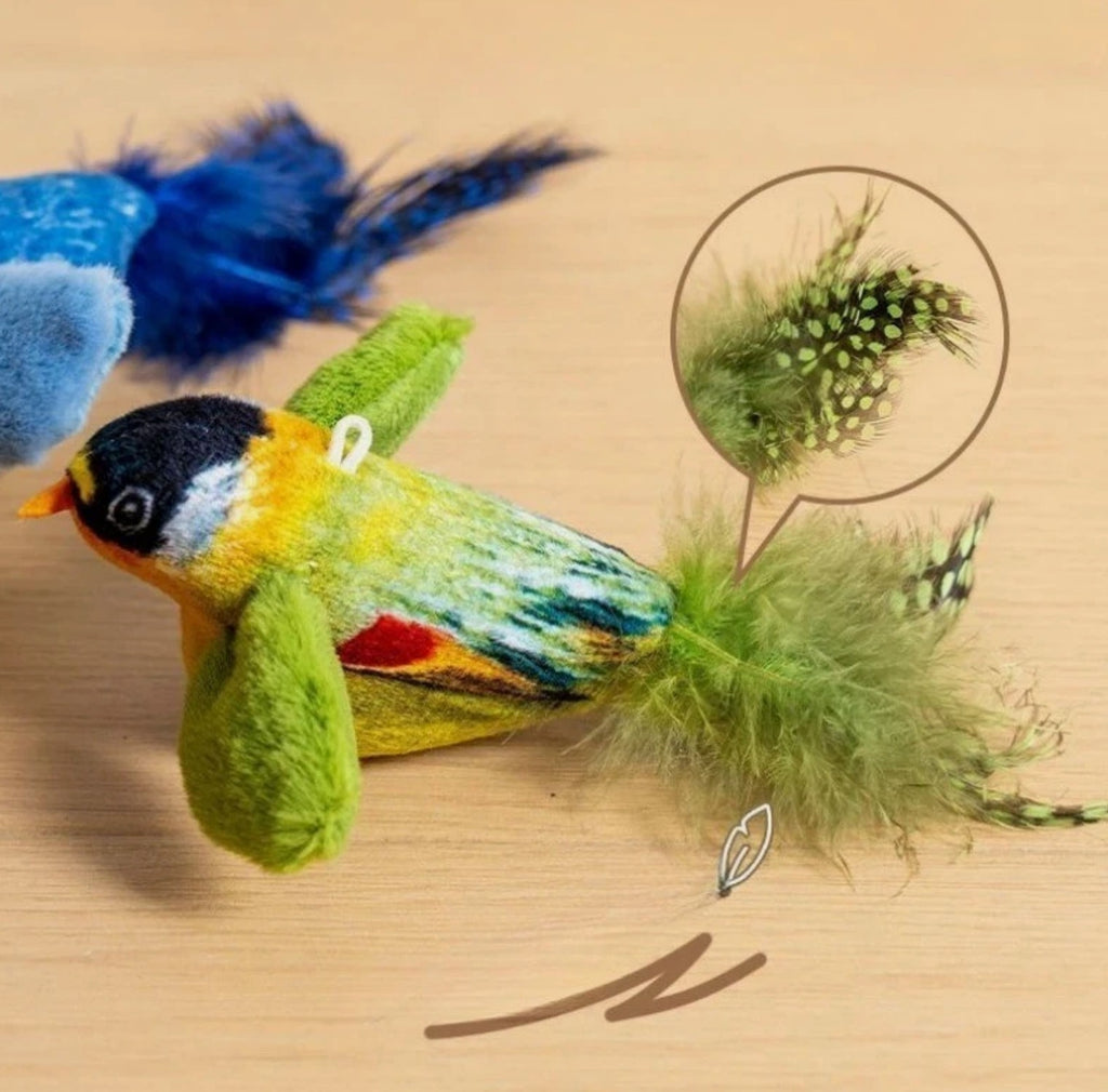 Interactive Hanging Bird Cat Toy – Catnip Teaser Toy with Sound Indoor Fun