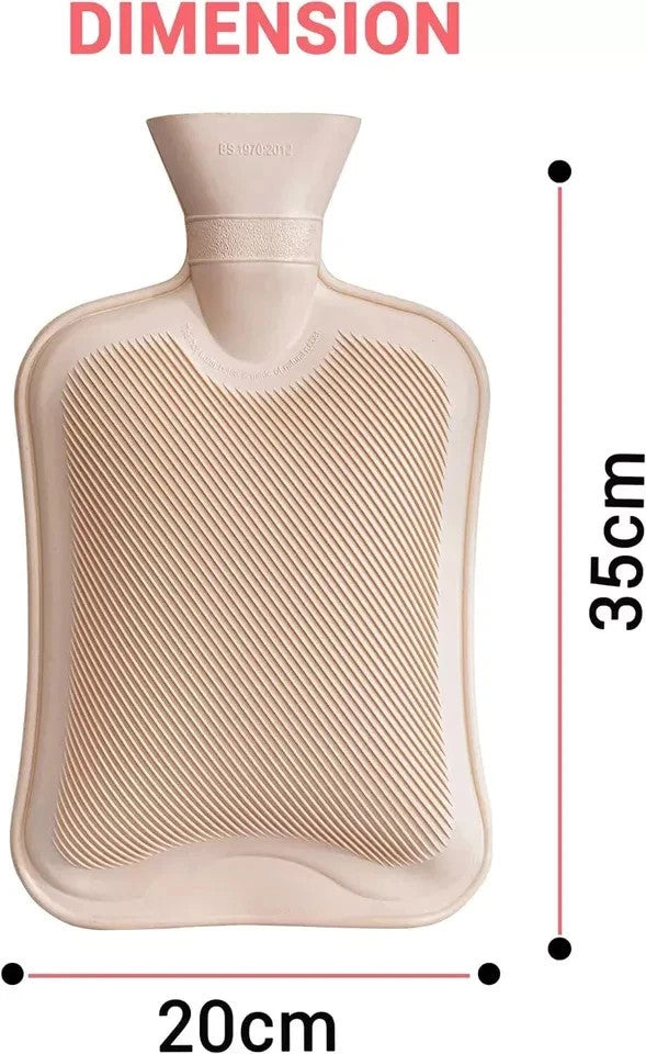 Large 2L Natural Rubber Hot Water Bottle With Warm Faux Fur Fleece Knitted Cover