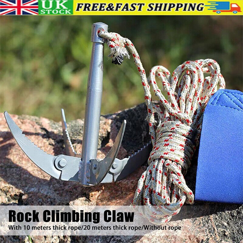 Fishing & Rock Climbing Claw With Rope Folding Boats Anchor Grappling Hook Tool