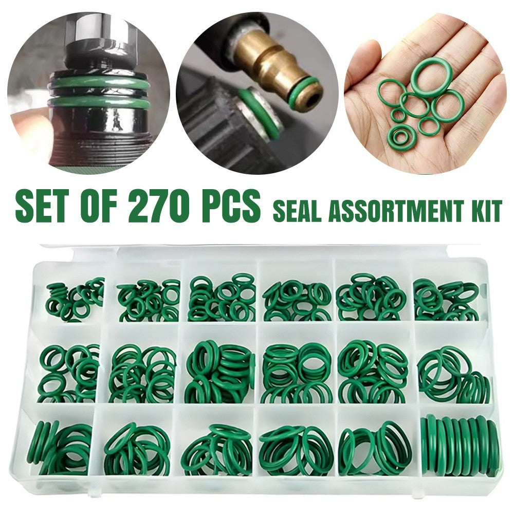 270Pcs Air Conditioning Rubber O Ring Seal Assortment Kit Green Air Con 18 Sizes