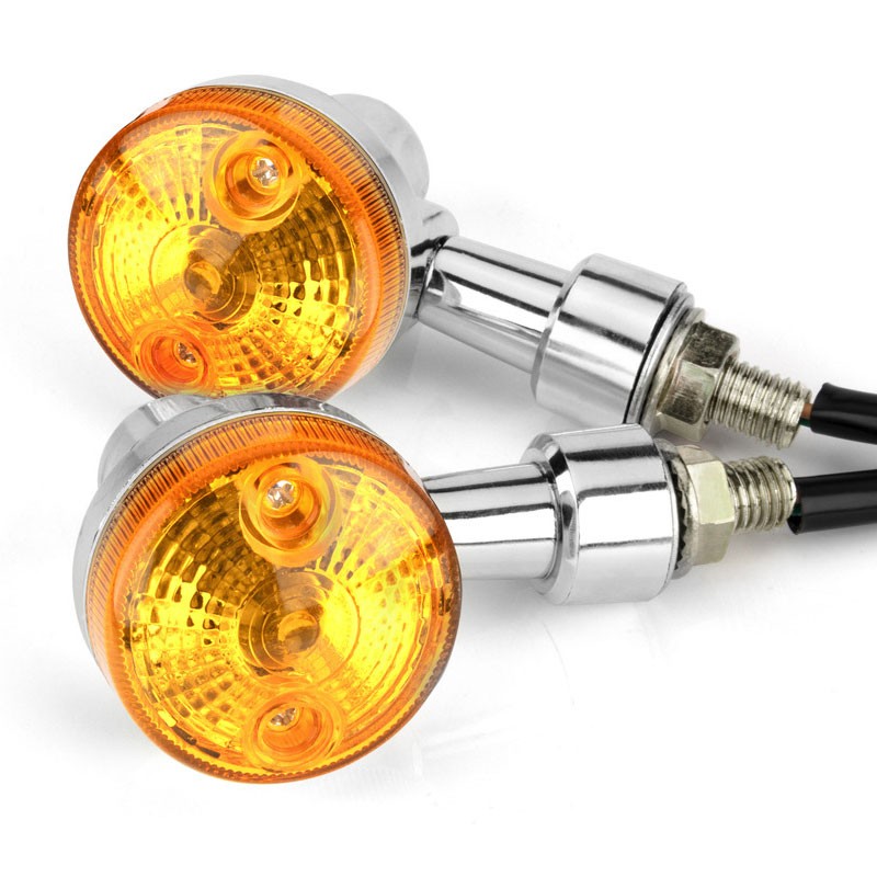4x Motorcycle Turn Signal Blinker Indicator Light Amber Chrome Bullet Bulbs 12V