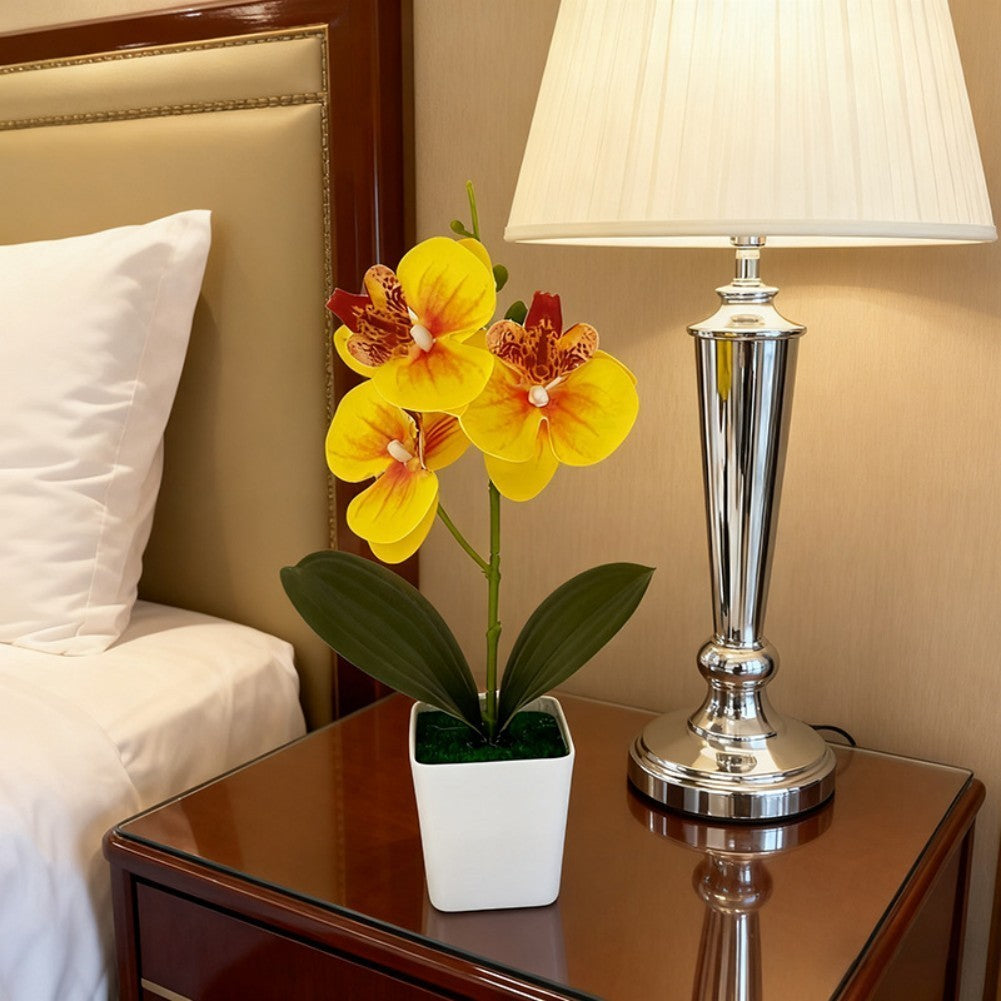 Artificial Phalaenopsis Orchid 5.5cm Wide 25cm Tall Plastic Potted Flower