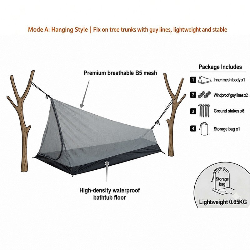 Ultralight Mesh Tent Single Person Tent Anti-Mosquito Waterproof Summer Camping