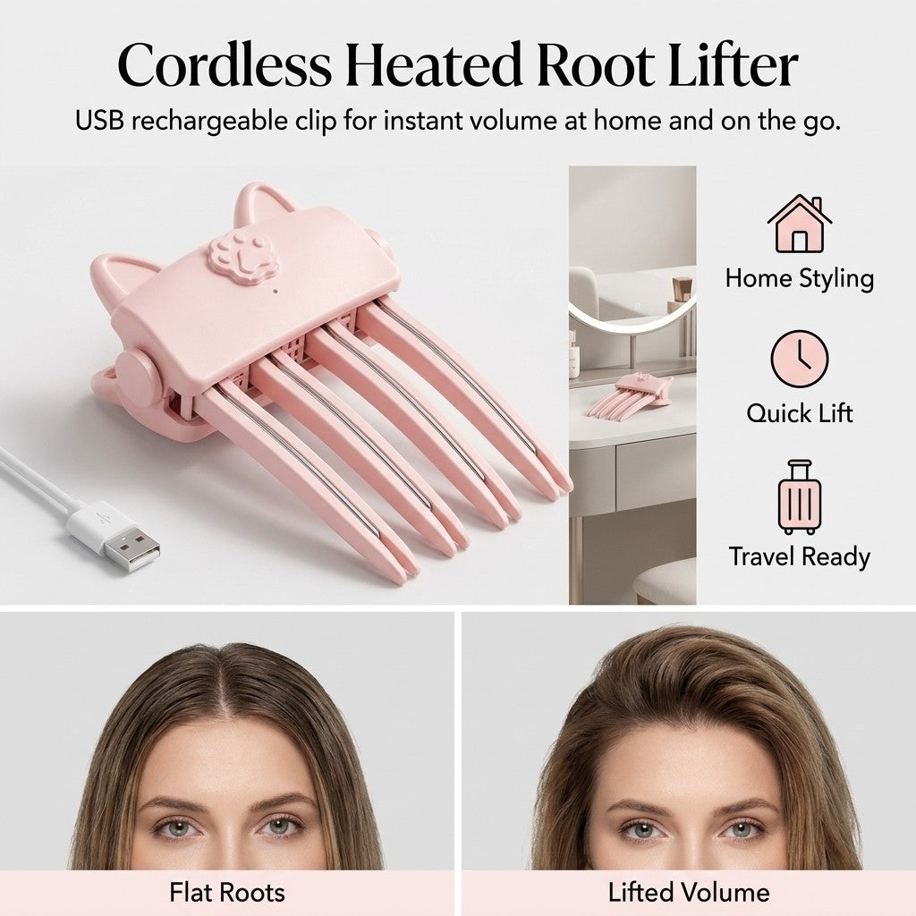 Electric Cordless Heated Hair Volume Clip - Root Clips for Curly Hair Volume UK