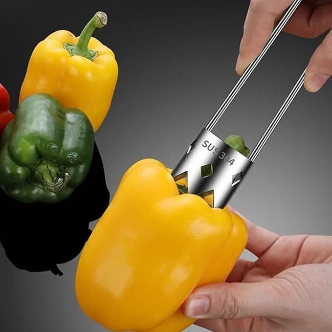 1 pc Fruit and Vegetable Corer Stainless Steel Red Bell Pepper Core