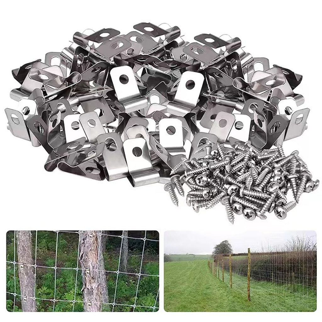 100 Pack of Rust Resistant Wire Clips with Screws for Fencing Applications