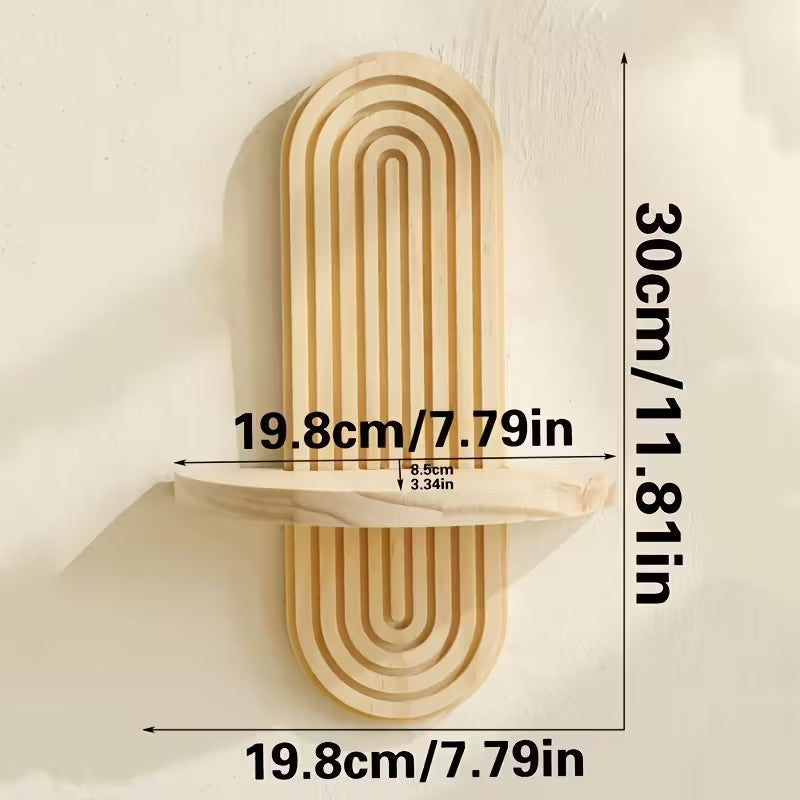 Boho Wooden Wall Shelf Rainbow Hanging Candle Holder Decor Storage Rack Home UK