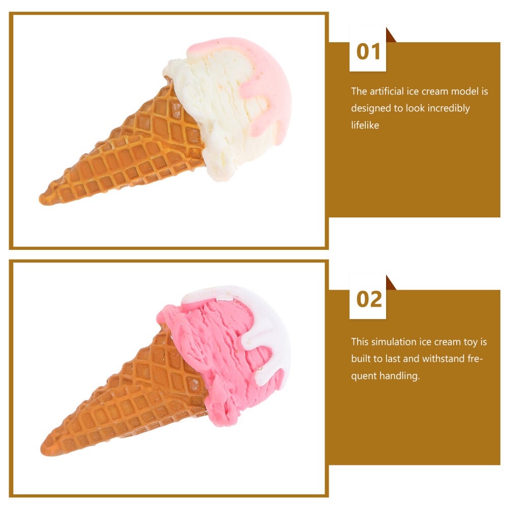 4 Pcs Artificial Dessert Fake Ice Cream Cones Food Props Shop Decor