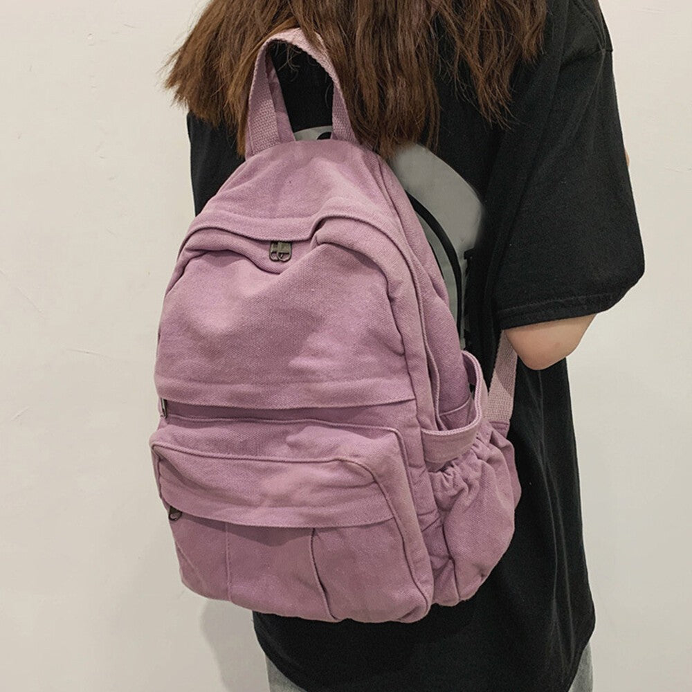 Boys Girls Retro Backpack Rucksack School College Travel Laptop Canvas Bag UK