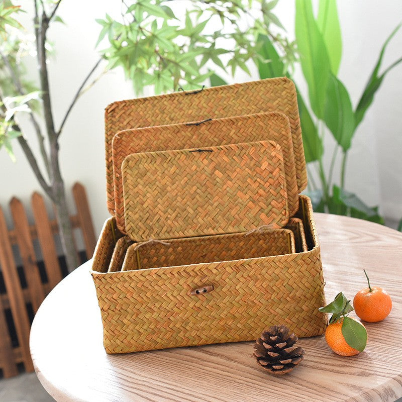 Large Wickers Storage Basket Box With Lid & Lock Woven Wicker Landry Hamper