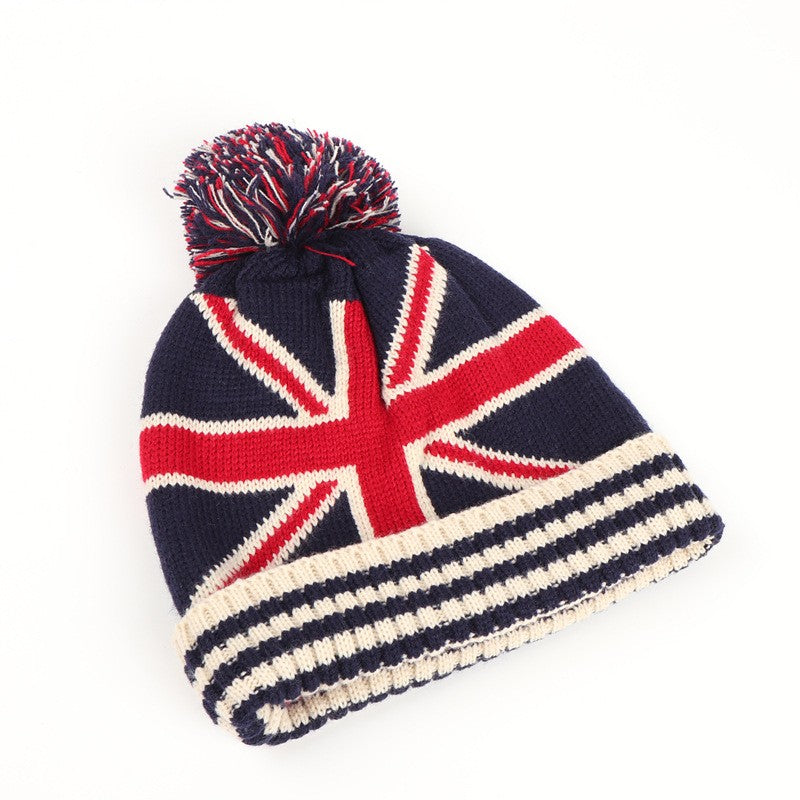 Knitted Woolly Hat Union Jack Unisex Adult Size British Flag Beany Cap UK