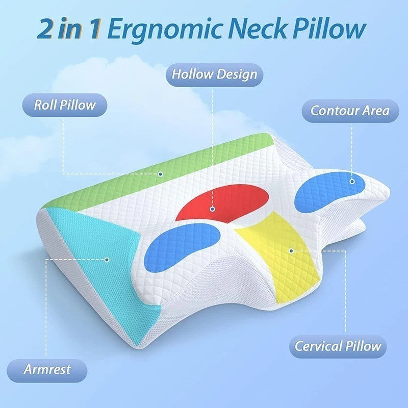 Cervical Foam Pillow Ergonomic Support Eases Neck Shoulder Pain Side Sleepers