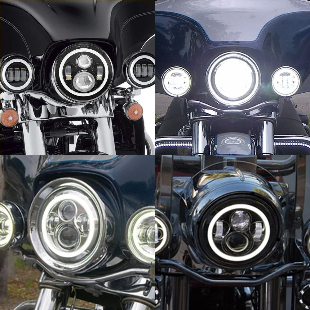 Universal Motorcycle Headlight 7" inch Motorbike Hi/Lo LED Front Light Headlamp