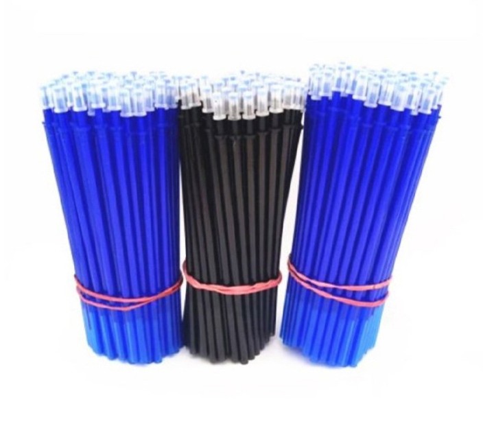 100x Erasable 0.5m Gel Pen Blue/Black Ink Magic Refill Heat-erasable Pen Refill