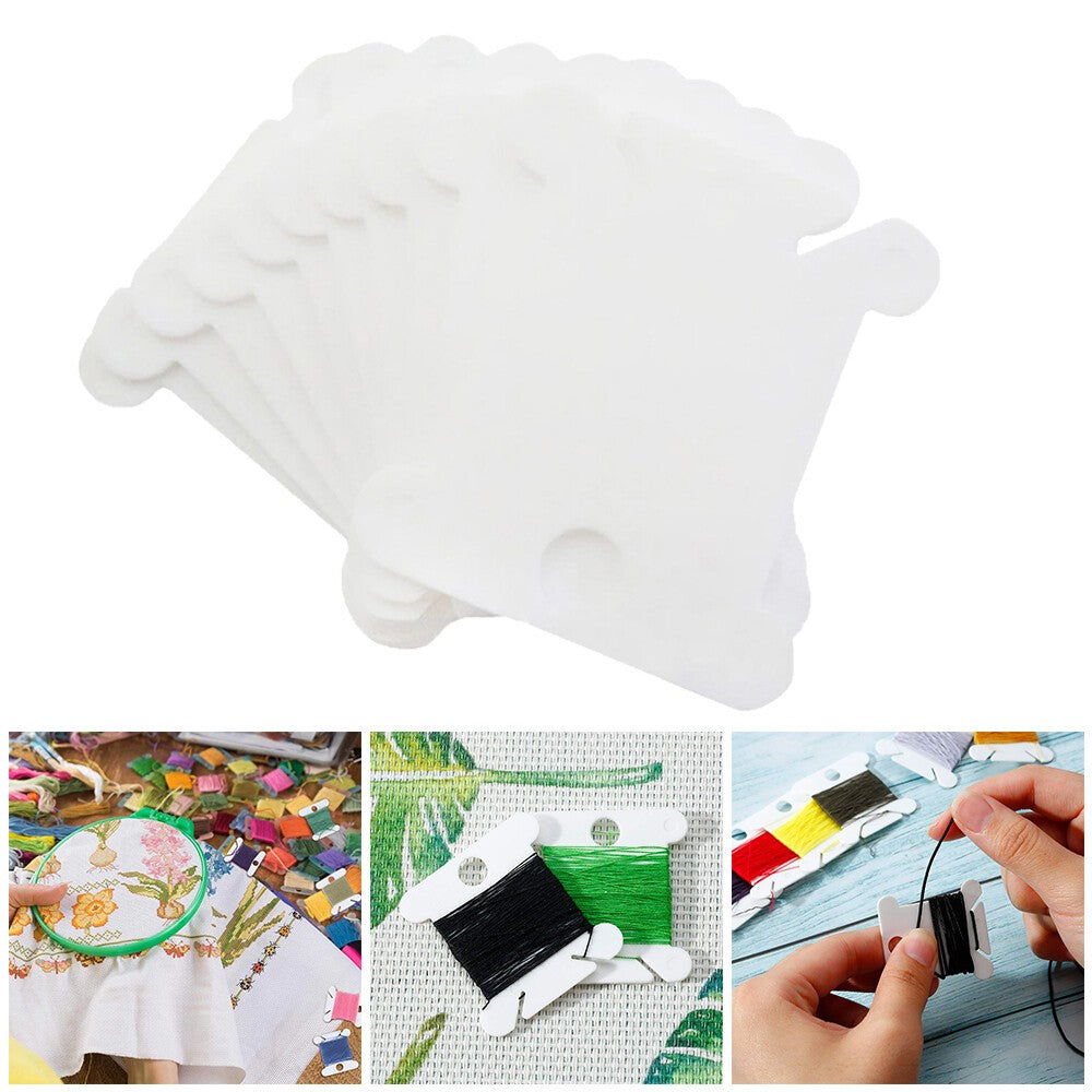 NEW 120pcs Plastic Floss Bobbins Cross-Stitch Embroidery Thread Organiser UK