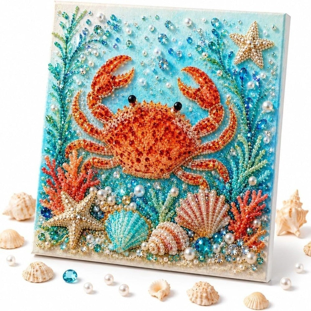 Ocean Theme Pearl Art DIY Kit, Sparkling 3D Diamonds Painting Kit Handcraft