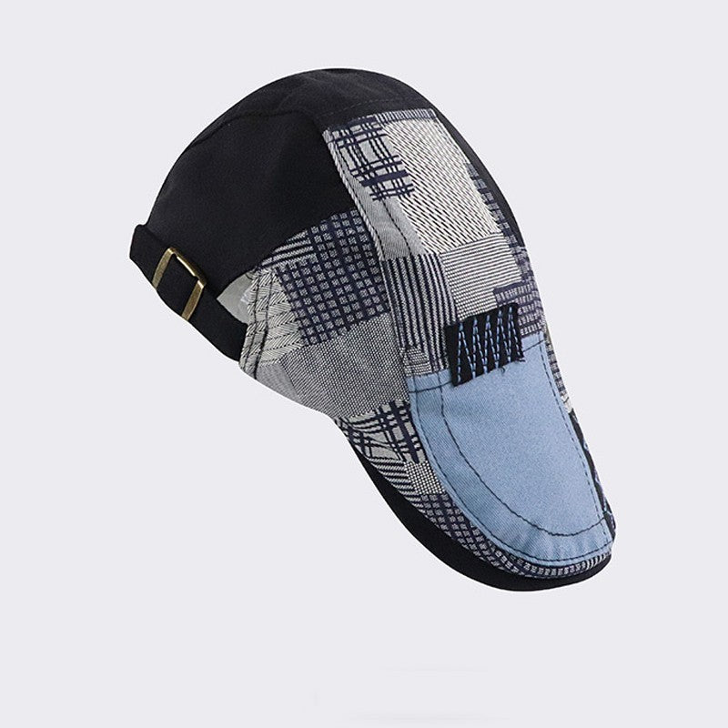 Men Patchwork Flat Cap Cotton Golf Driving Cabbie Gatsby Cap Beret Newsboy Hat