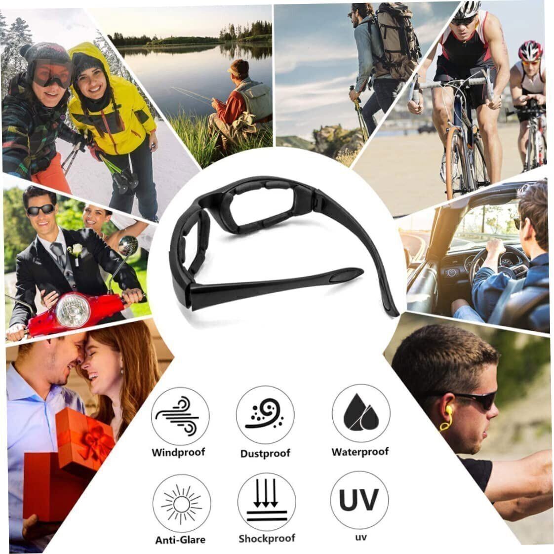 3 PCS UV400 Sunglasses Motorcycle Riding Glasses Windproof Dustproof Goggles