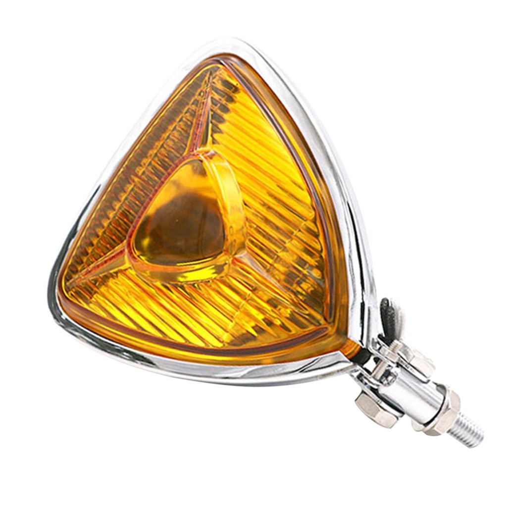 Triangle Headlight Lamp Custom for Harley Motorcycle Chopper Bobber Yellow Glass