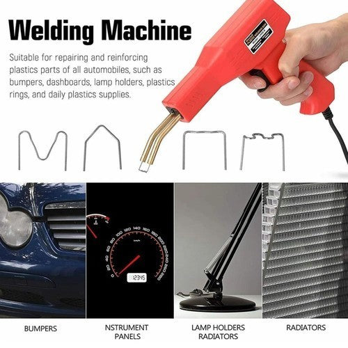 Car Bumper Fender Plastic Repair Hot Stapler Welder Gun Welding Kit & Staples