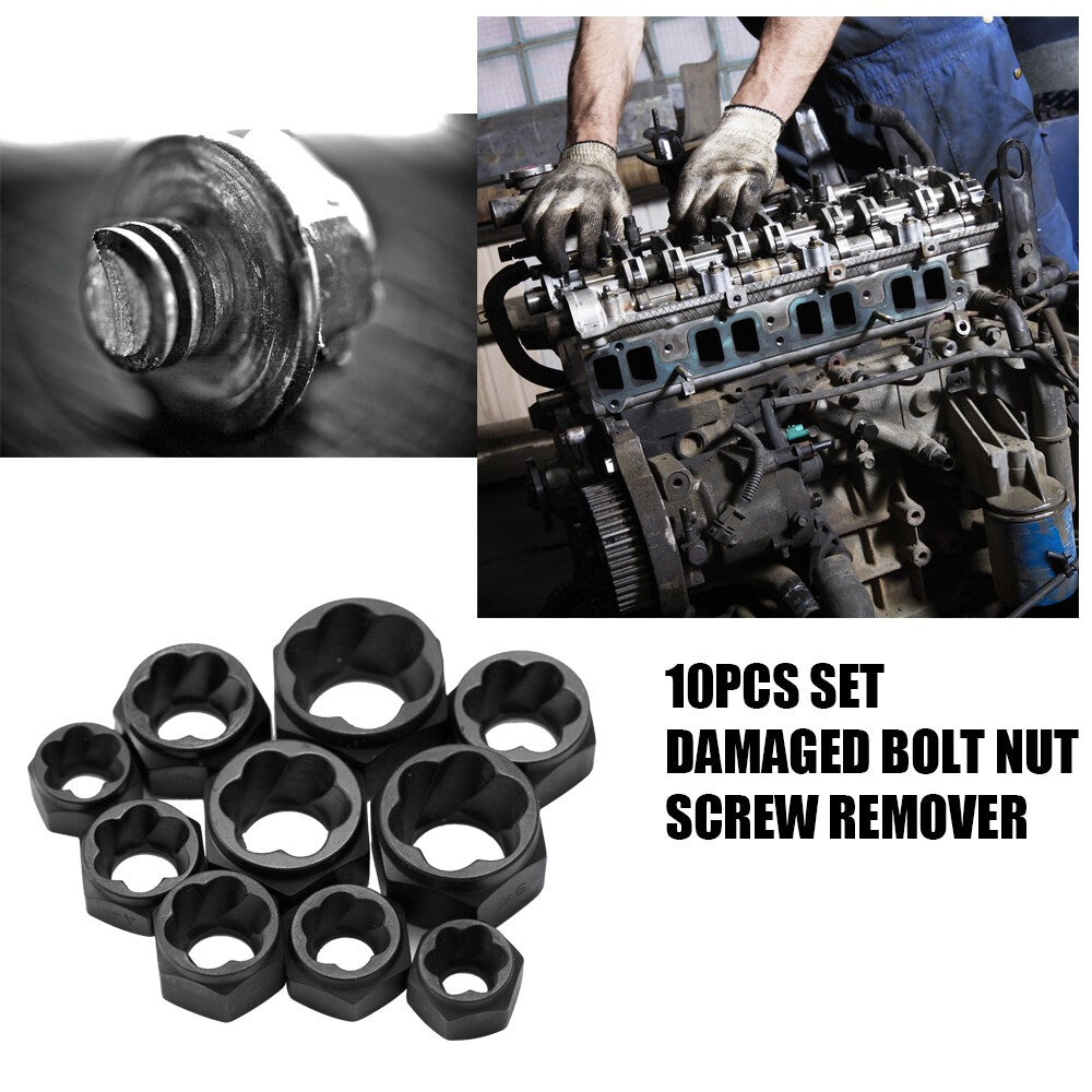10pcs Damaged Bolt Nut Screw Remover Tool Kit Damaged Bolt Removal SetLow