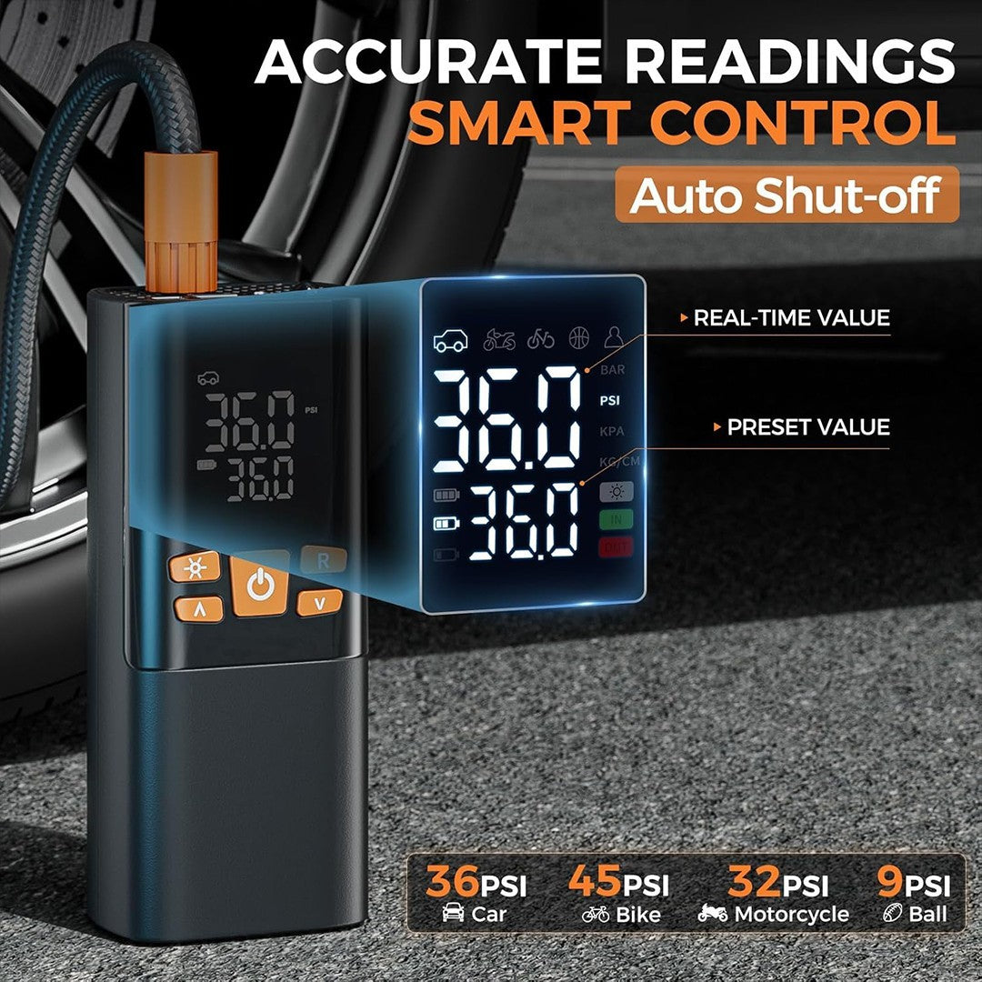 Digital Rechargeable Tire Air Compressor Pump Tool Car Tyre Inflator Cordless