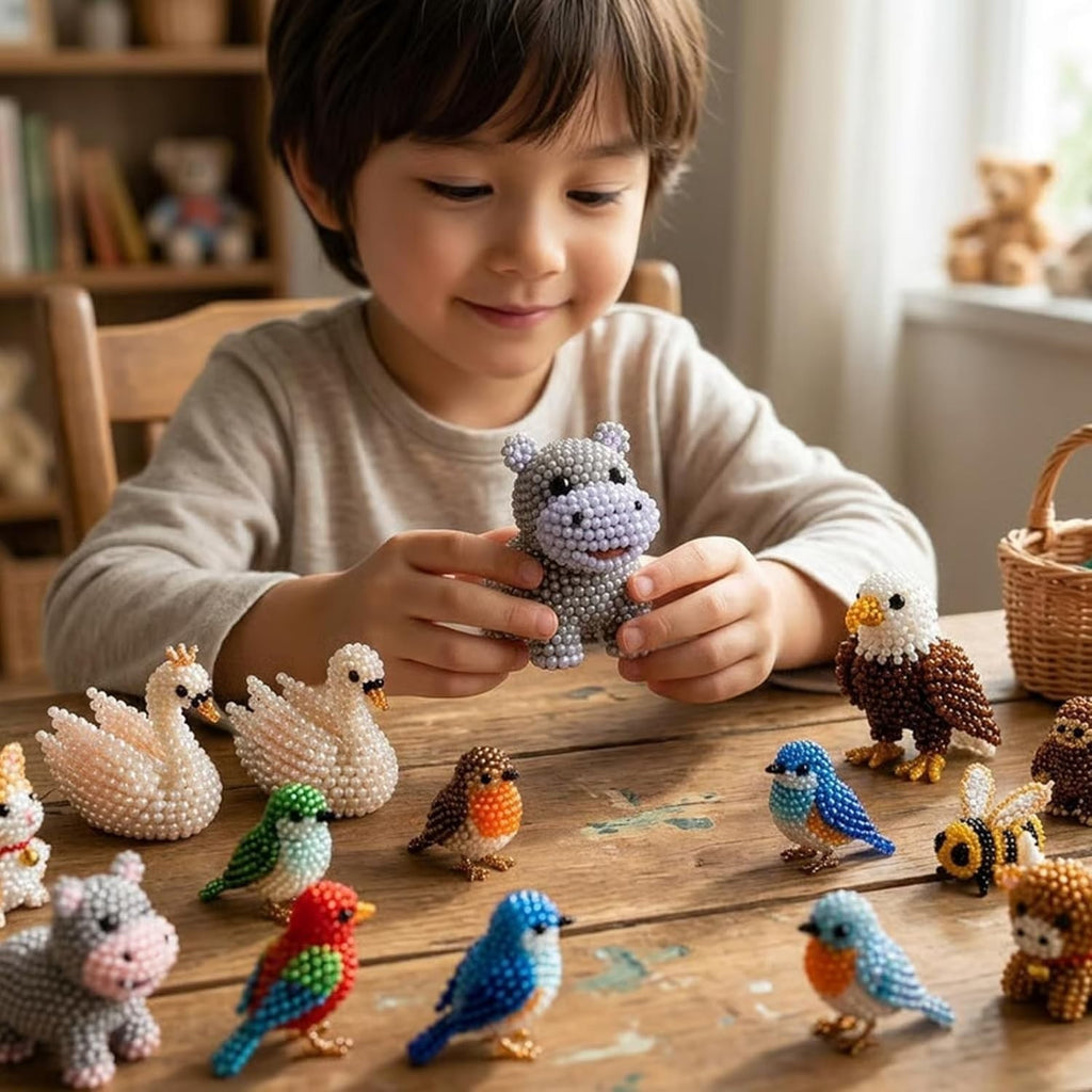 Tiny 3D Beaded Animal DIY Kit Cute Bird Animal Beading Craft Set Handmade Art UK