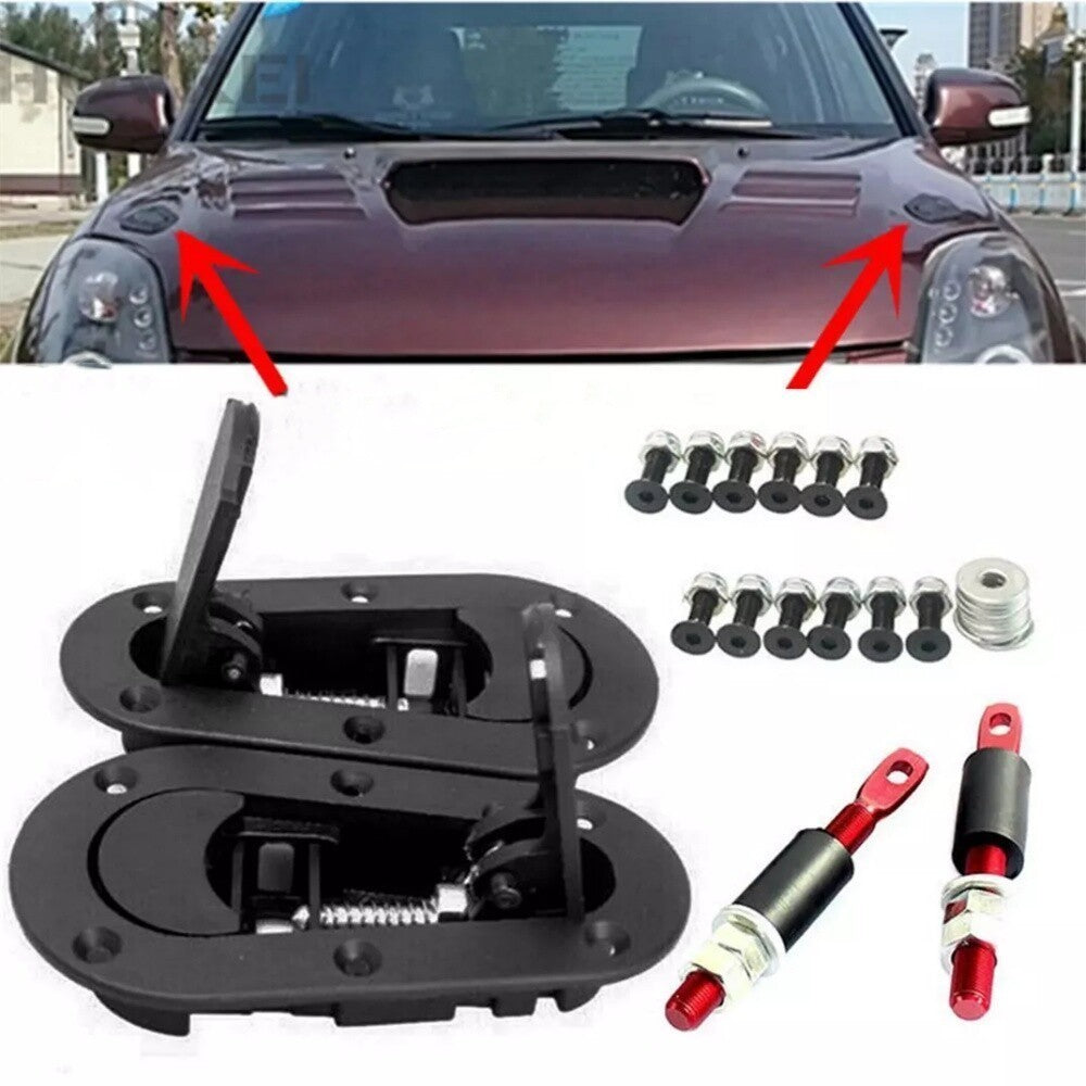 Motorsport Quick Release Bonnet Catches Flush Lock Pin Black Aero Racing Kit