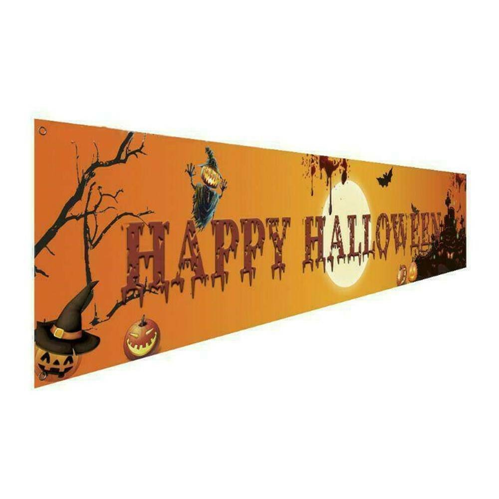 2024 Happy Halloween Banner Outdoor Welcome Decorations Yard Party Scary Decor