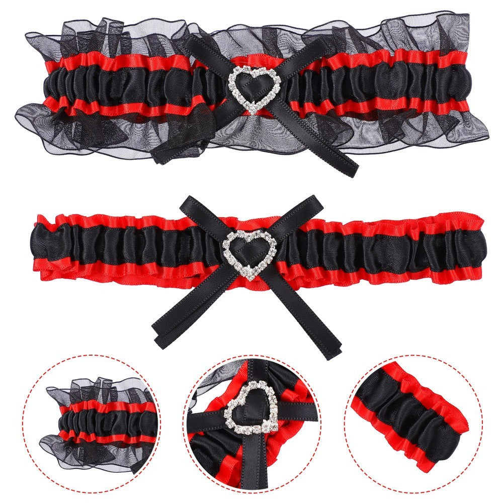 2pcs Wedding Garters Bride Garters Bowknot Imitation Female Leg Bridal