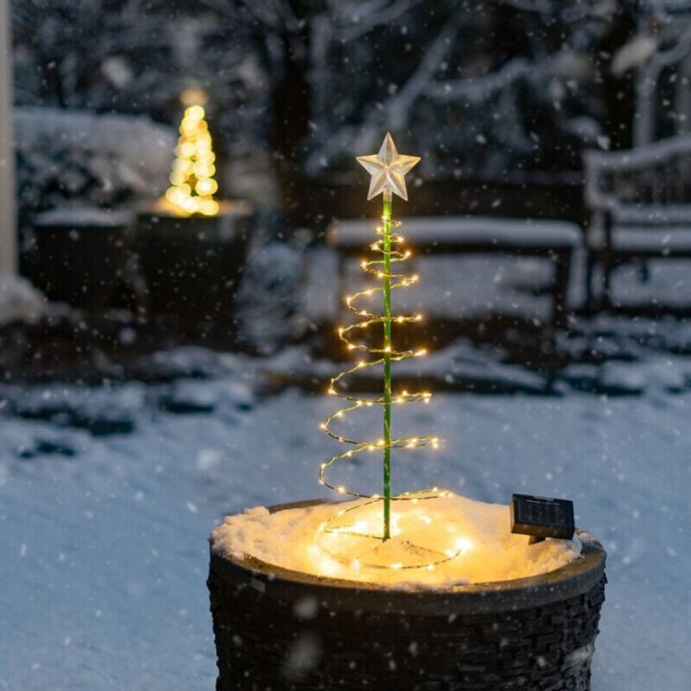 Solar Powered LED Christmas Tree Stake Star Light Outdoor Yard Garden Pathway UK