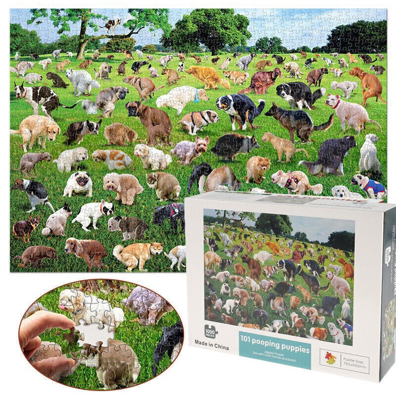 1000 Pieces Jigsaw Puzzle 101 Pooping Puppies Dogs Pooping Puzzles UK