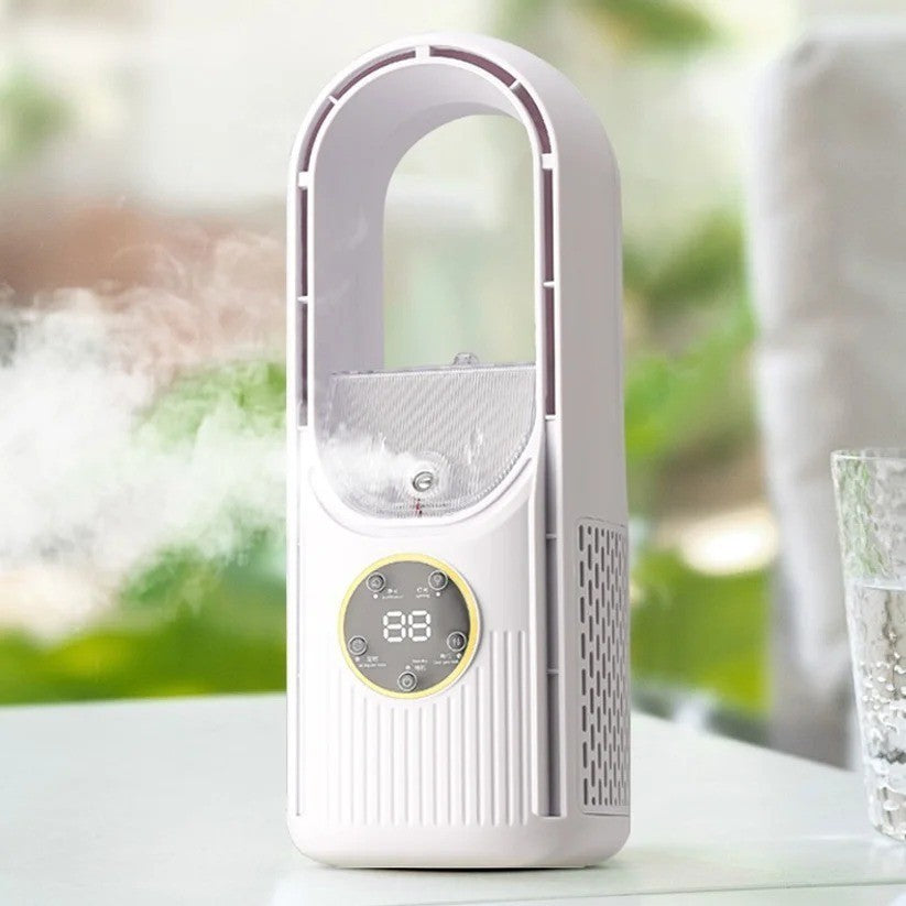 Portable Air 6-Speed Silent Timer Air Conditioner Cooler Leafless Electric Fan
