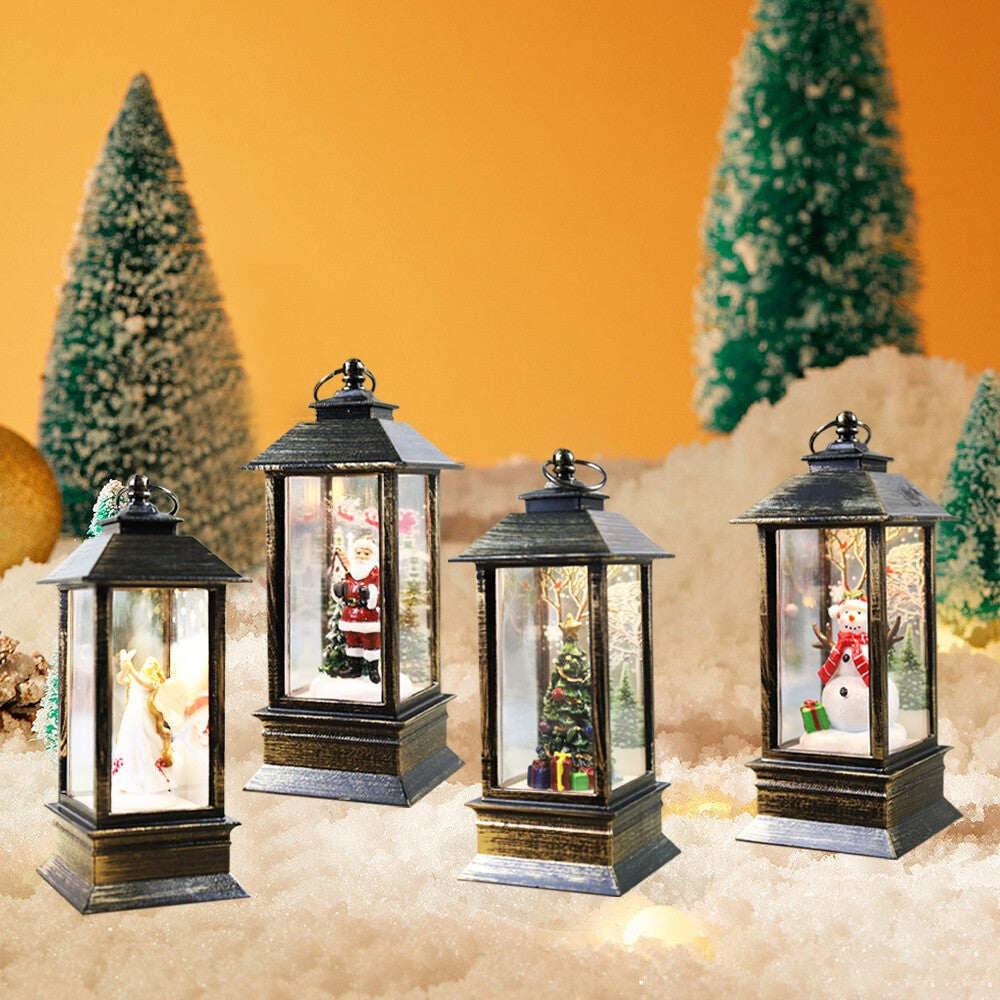 Christmas Snow Globe Lantern LED Light Santa Hanging Night Lamp UK