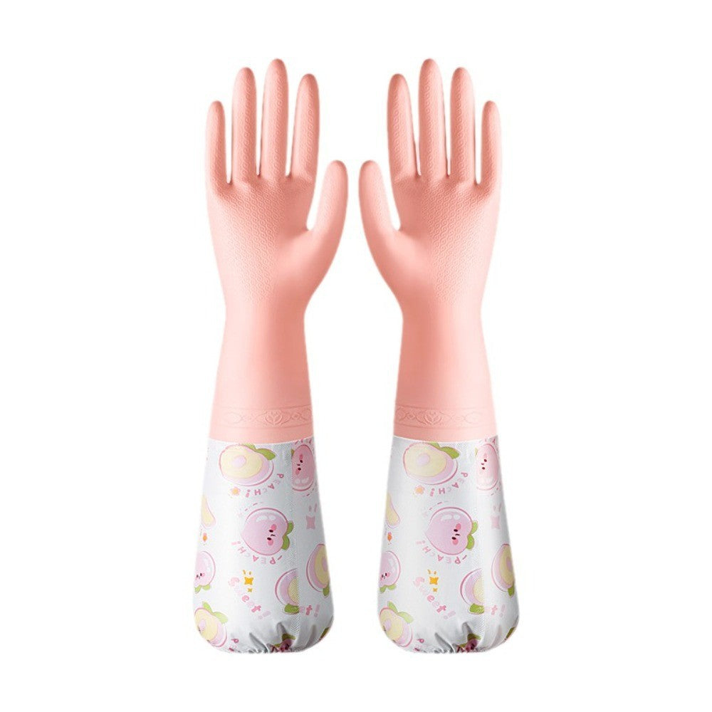 Fleece Lined Dishwashing Gloves Waterproof Scrubbing Gloves  Outdoor Cleaning