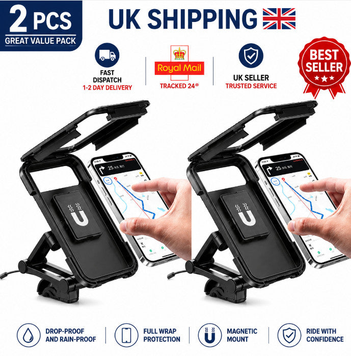 2pcs 360° Bicycle Motor Bike Waterproof Phone Case Mount Holder