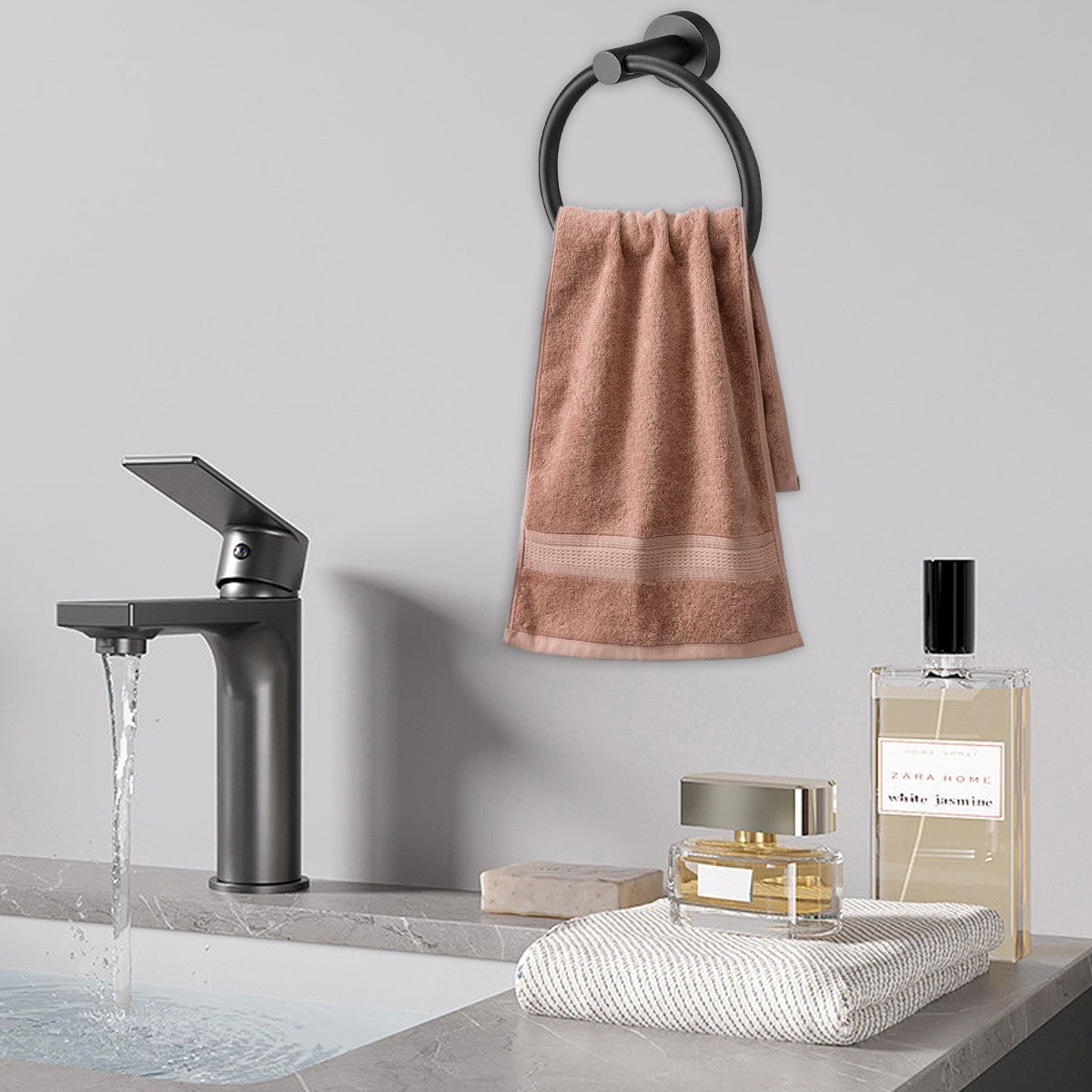 New Stainless Steel Toilet Roll Holder and Towel Ring Set Bathroom Wall Mounted