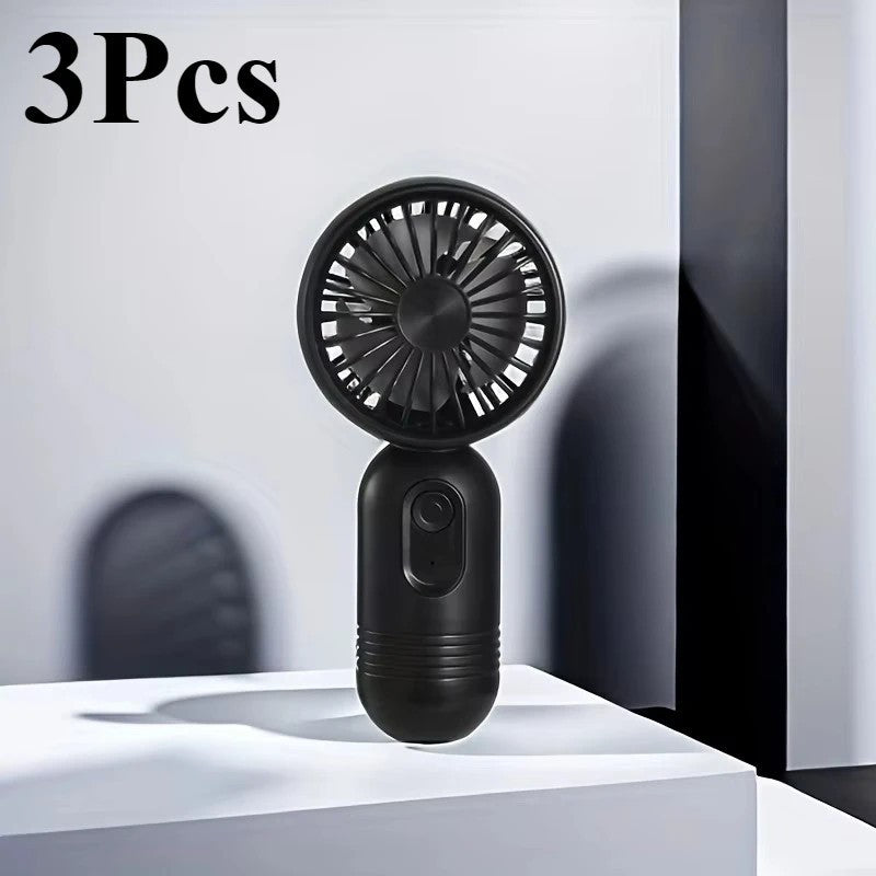 USB Rechargeable Mini Fan 3 Speed Portable Handheld Travel Cooling Fan.