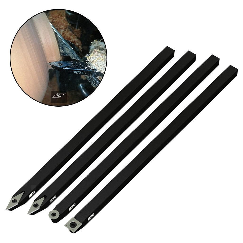 Quenched Bar Wood Lathe Tool Kit 4x Interchangeable Wood Turning Cutters Set